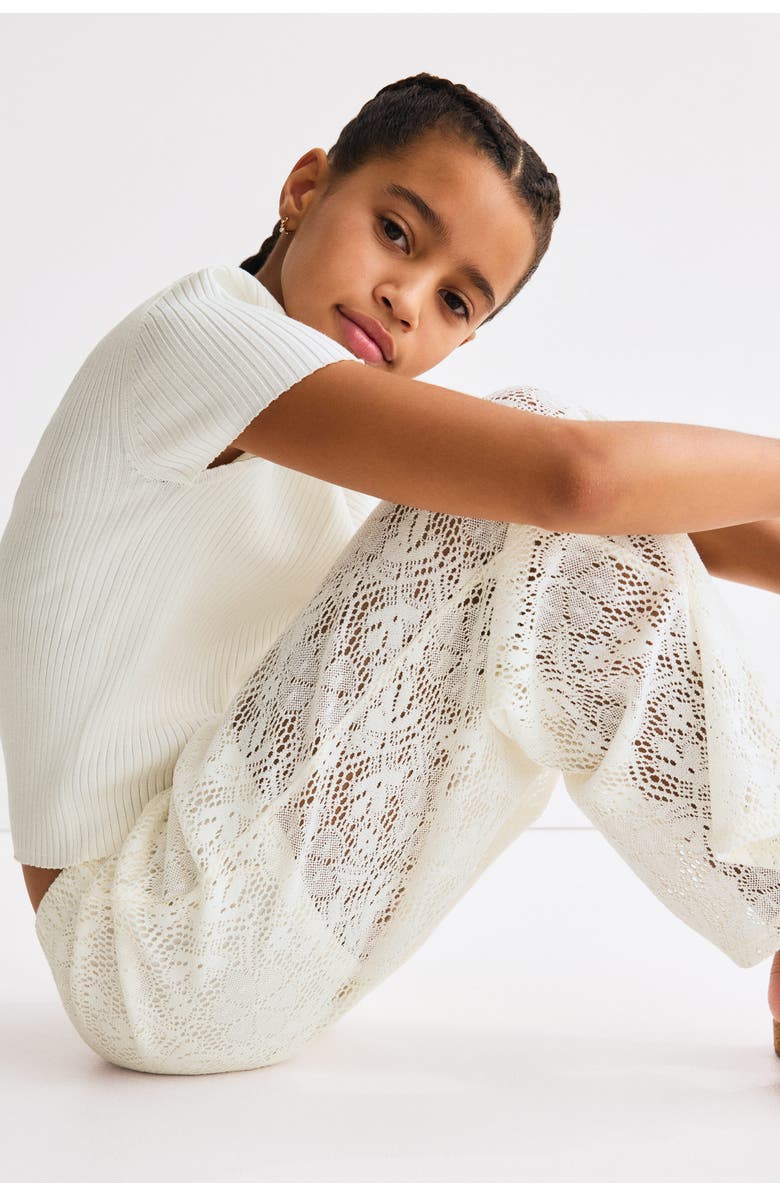H&M Crochet-look Trousers, Alternate, color, White