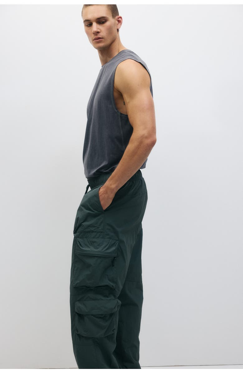 H&M Loose Fit Water-repellent Cargo Trousers, Alternate, color, Green