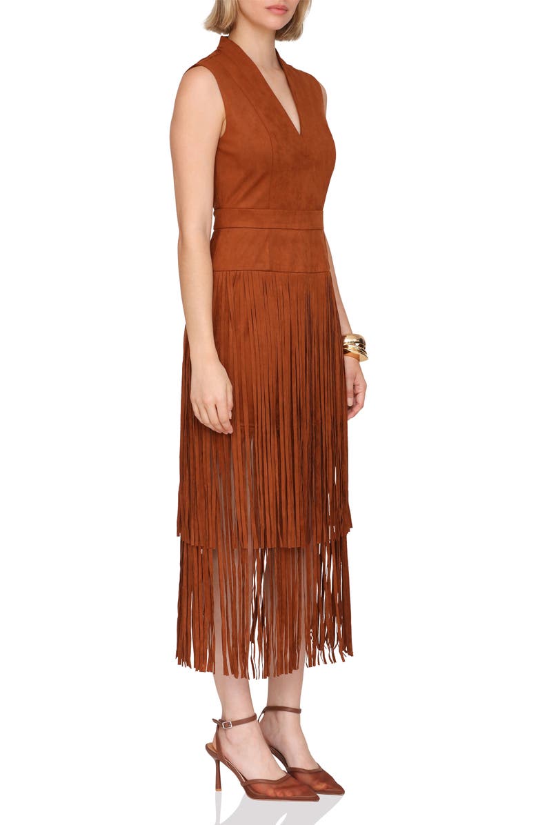 Avec Les Filles Sleeveless Fringe Dress, Alternate, color, Brown/Brown