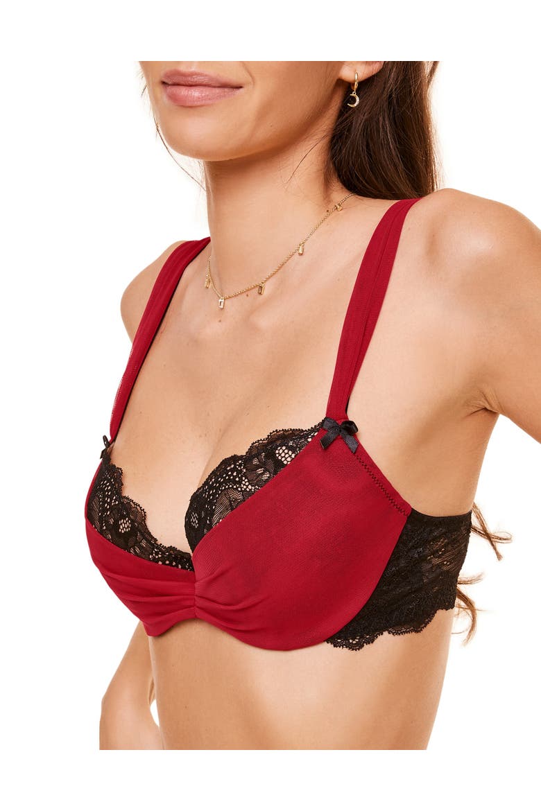 Clairabelle Push Up Demi Bra, Alternate, color, Dark red