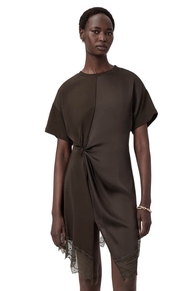 Lana Lace Hem Minidress, Alternate, color, BOTTLE BROWN