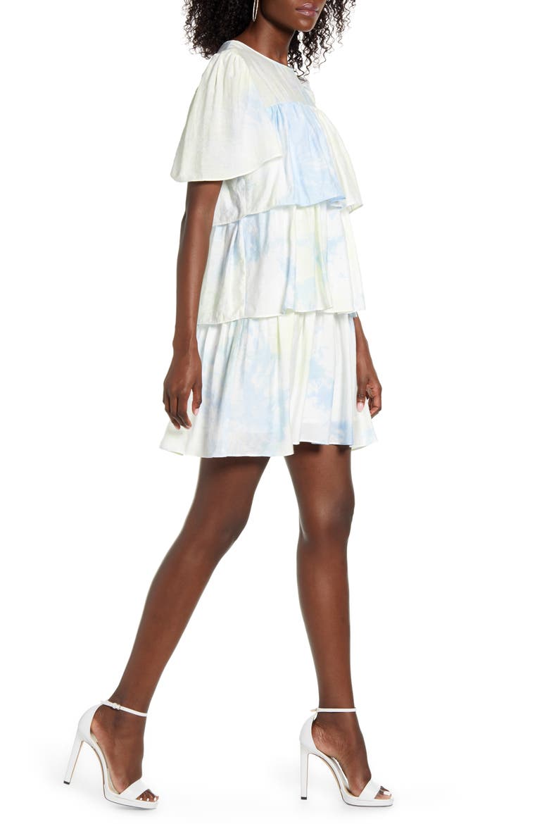Tiered Ruffle Shift Dress, Alternate, color, BLUE MULTI