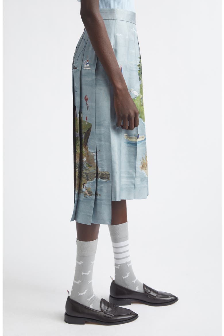 Drop Back Pleated Silk Skirt, Alternate, color, SEASONAL MULTI