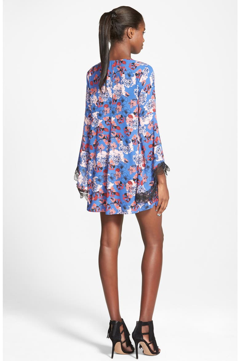 ASTR Lace Trim Shift Dress, Alternate, color, BLUE MULTI