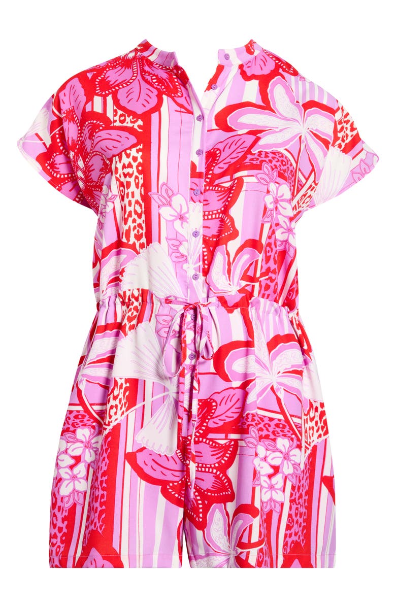 SUGARLIPS Barba Tropical Print Romper, Main, color, 