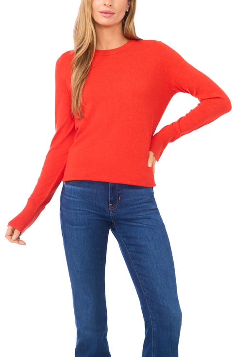 Button Cuff Crewneck Sweater (Regular & Petite)
