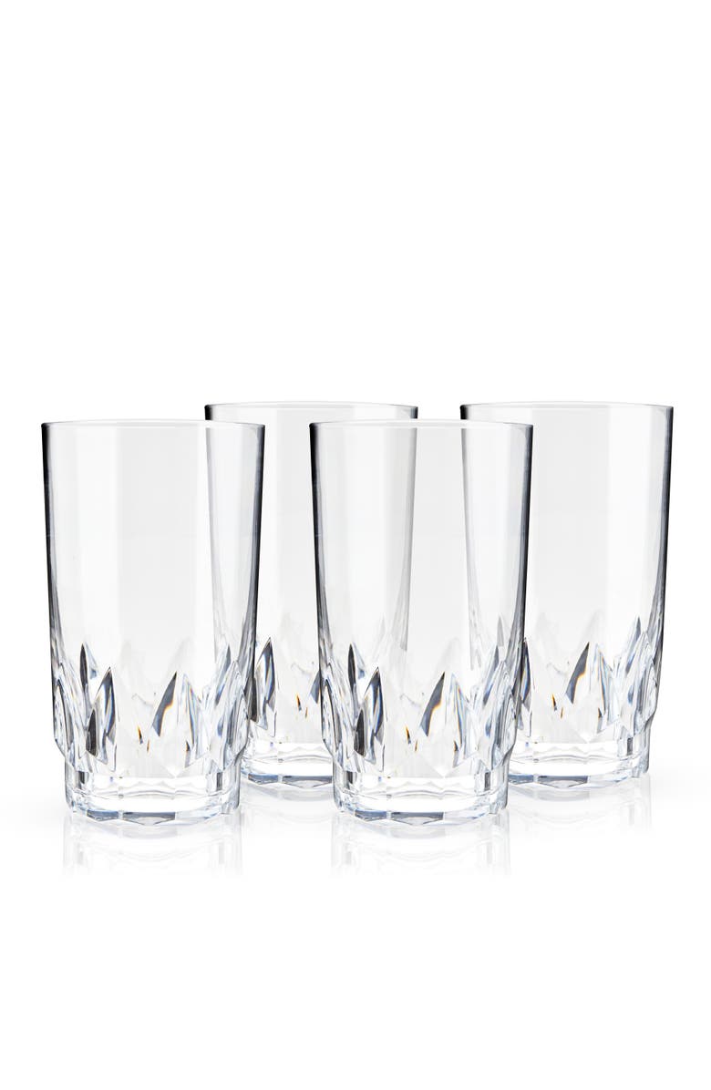 Viski Shatterproof Acrylic Highball Tumblers Set of 4, Main, color, Clear