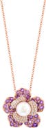 EFFY 14Kr Diamond,Amethyst,Fresh Water Pearl Pendant