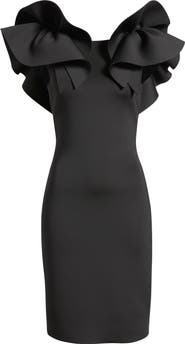 Anne Klein Ruffle Off the Shoulder Scuba Crepe Cocktail Dress