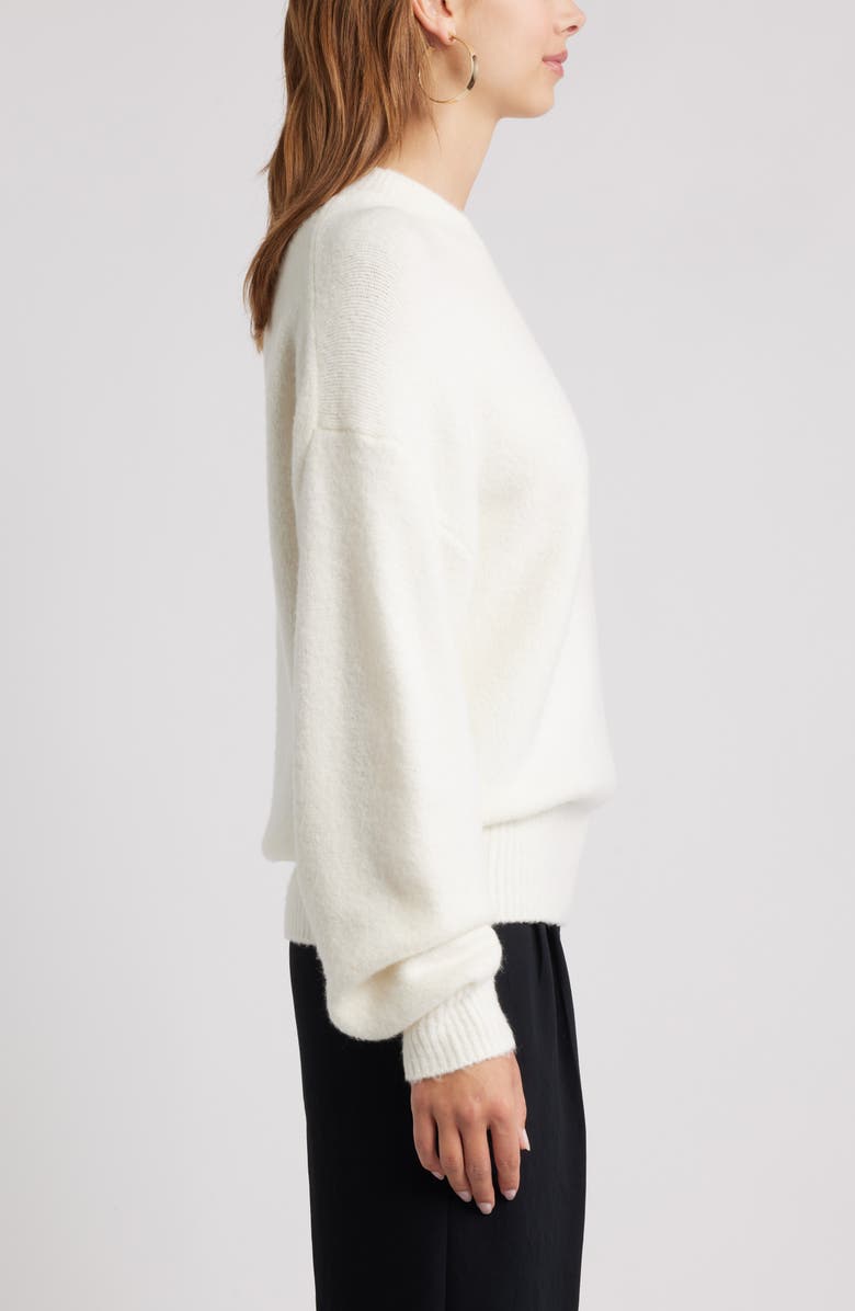 Open Edit Cozy Crewneck Sweater, Alternate, color, White Whisper