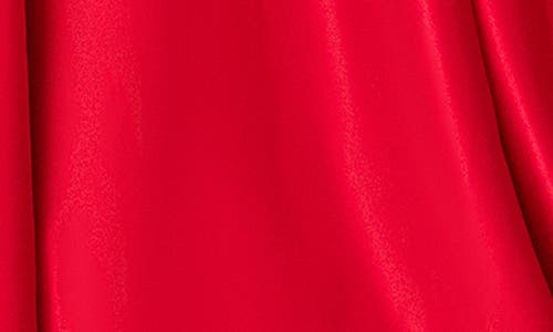 Blondie Nites Floral Appliqué Lace-up Satin Ballgown In Red