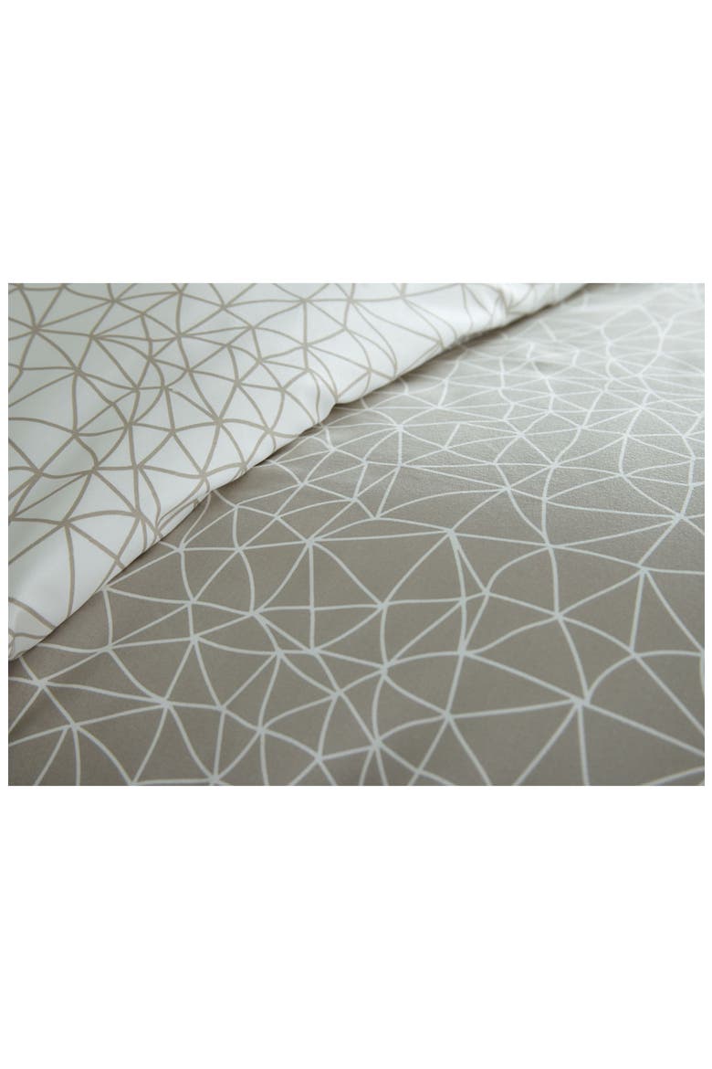 Modern Geometric Maze - Luxury Premium Oversized Duvet Cover Set, Alternate, color, GEOMETRIC MAZE TAUPE