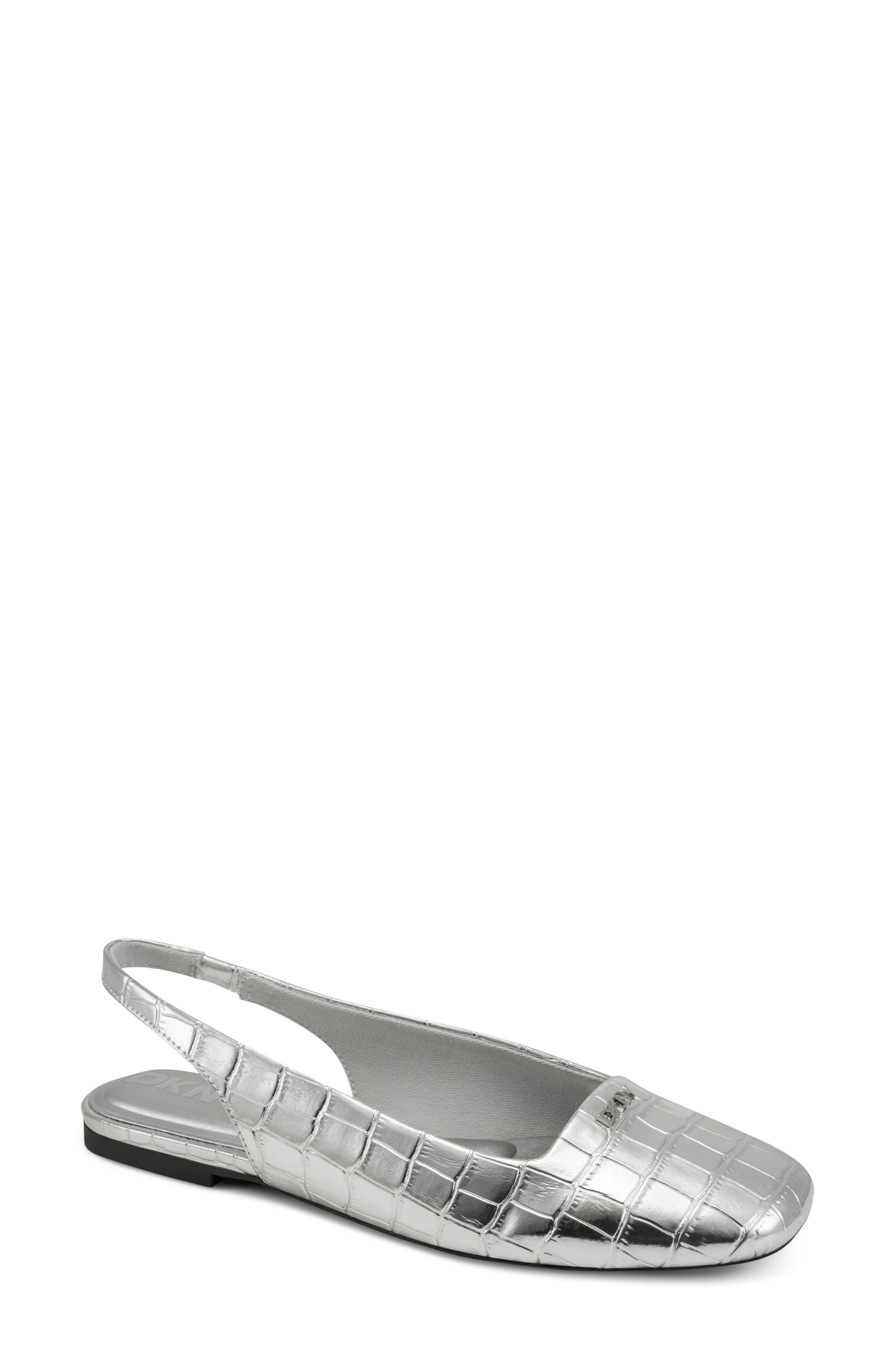 DKNY Darrow Slingback Flat, Main, color, Silver