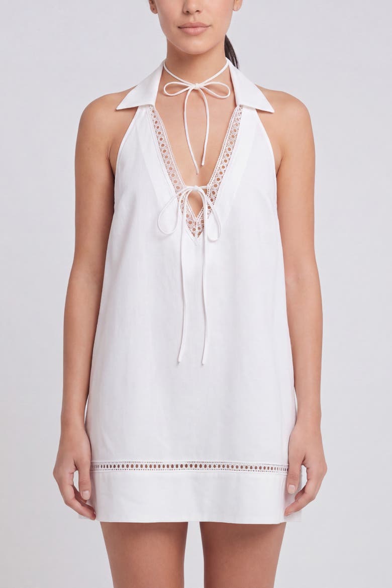 Lunar Openback Cotton Polo Dress, Main, color, White