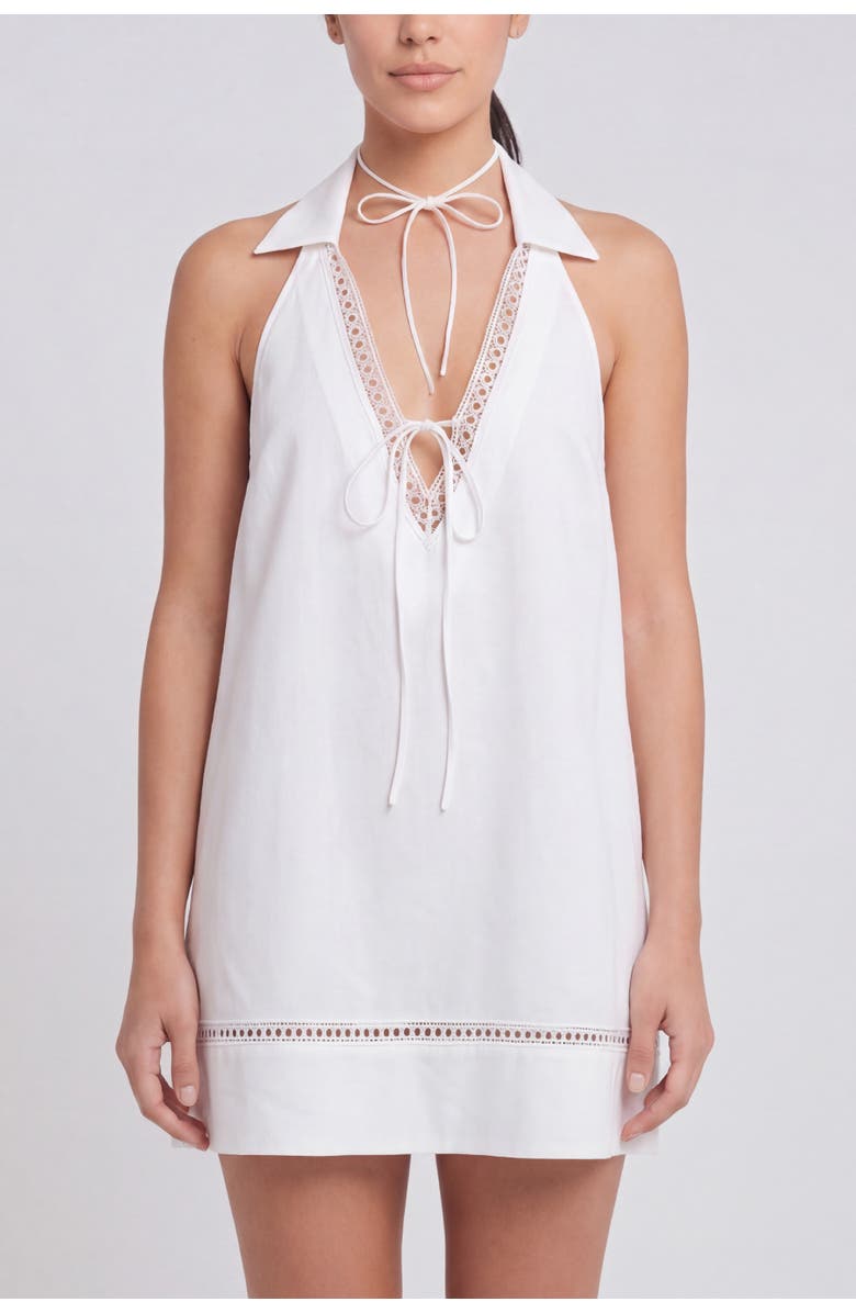 nuaje nuaje Lunar Openback Cotton Polo Dress, Main, color, White