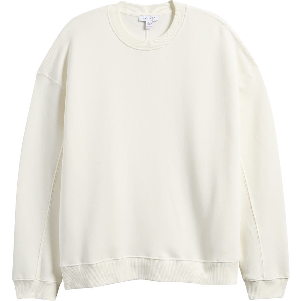 Shop Topshop Premium Seam Cotton Blend Sweatshirt In Ivory