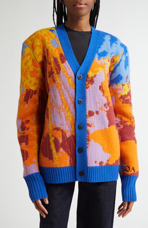 Orange Designer Sweaters: Cardigans, Crewneck & Pullovers