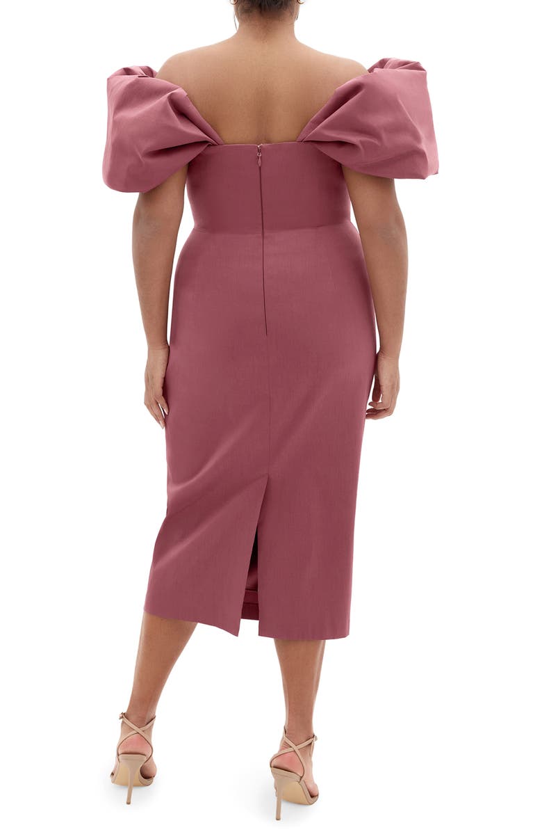 City Chic Elyse Puff Sleeve Sheath Dress, Alternate, color, Wild Ginger