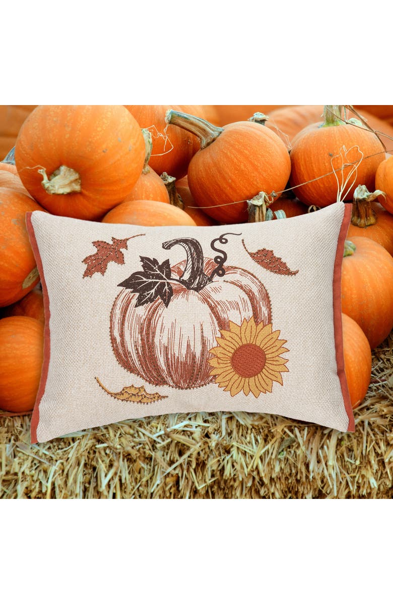 C&F Home Harvest Time Pumpkin w/ Sunflower Mini Accent Pillow 13" x 18", Alternate, color, Brown