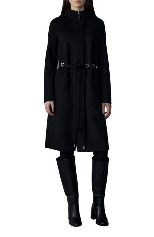 Mackage Blithe Handmade Wool Double Face Hooded Coat In Black