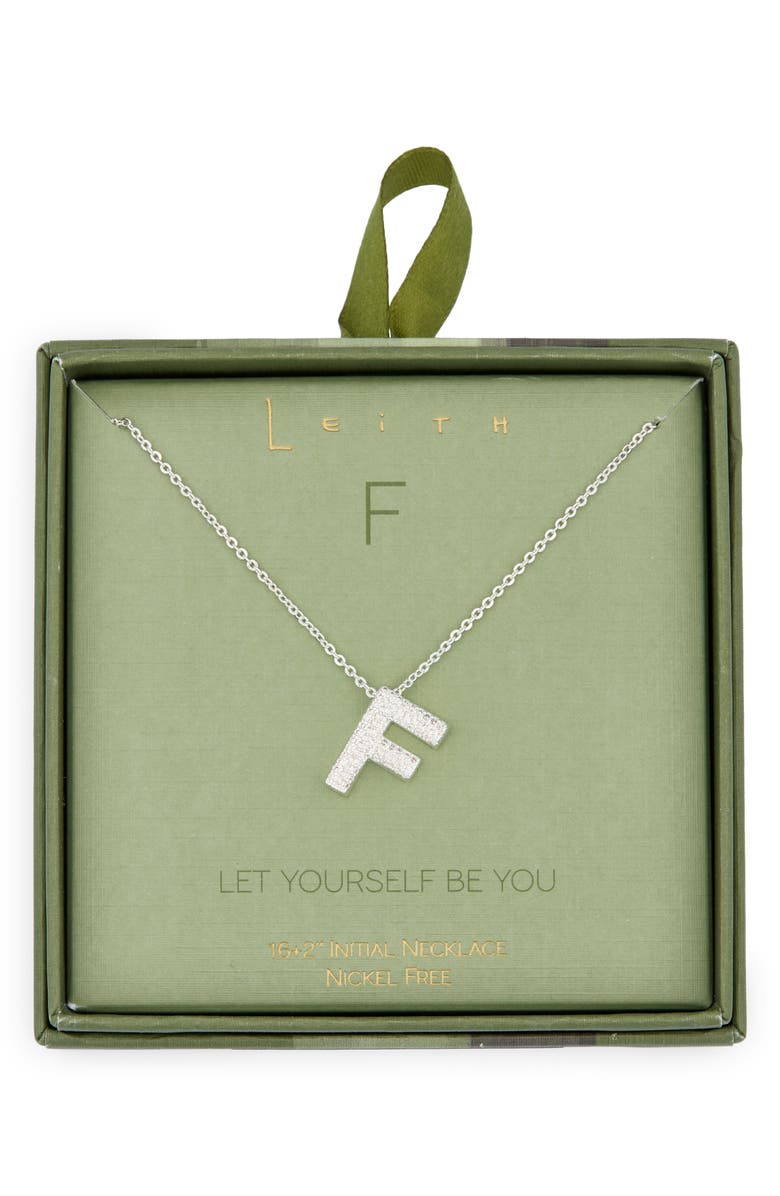 Leith Pavé Cubic Zirconia Initial Pendant Necklace, Main, color, F- Clear- Silver