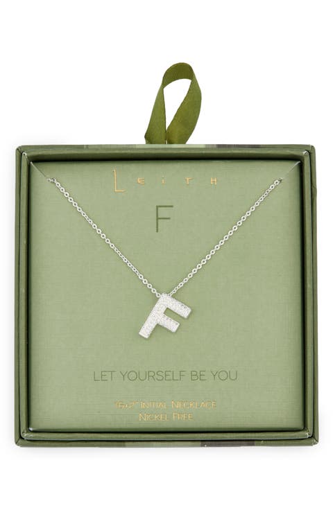 Pavé Cubic Zirconia Initial Pendant Necklace