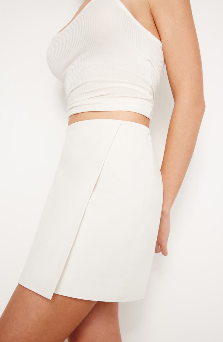 Good American Faux Wrap Stretch Poplin Skirt, Alternate, color, Cloud White001