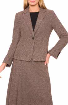 Halogen® One-Button Tweed Knit Blazer