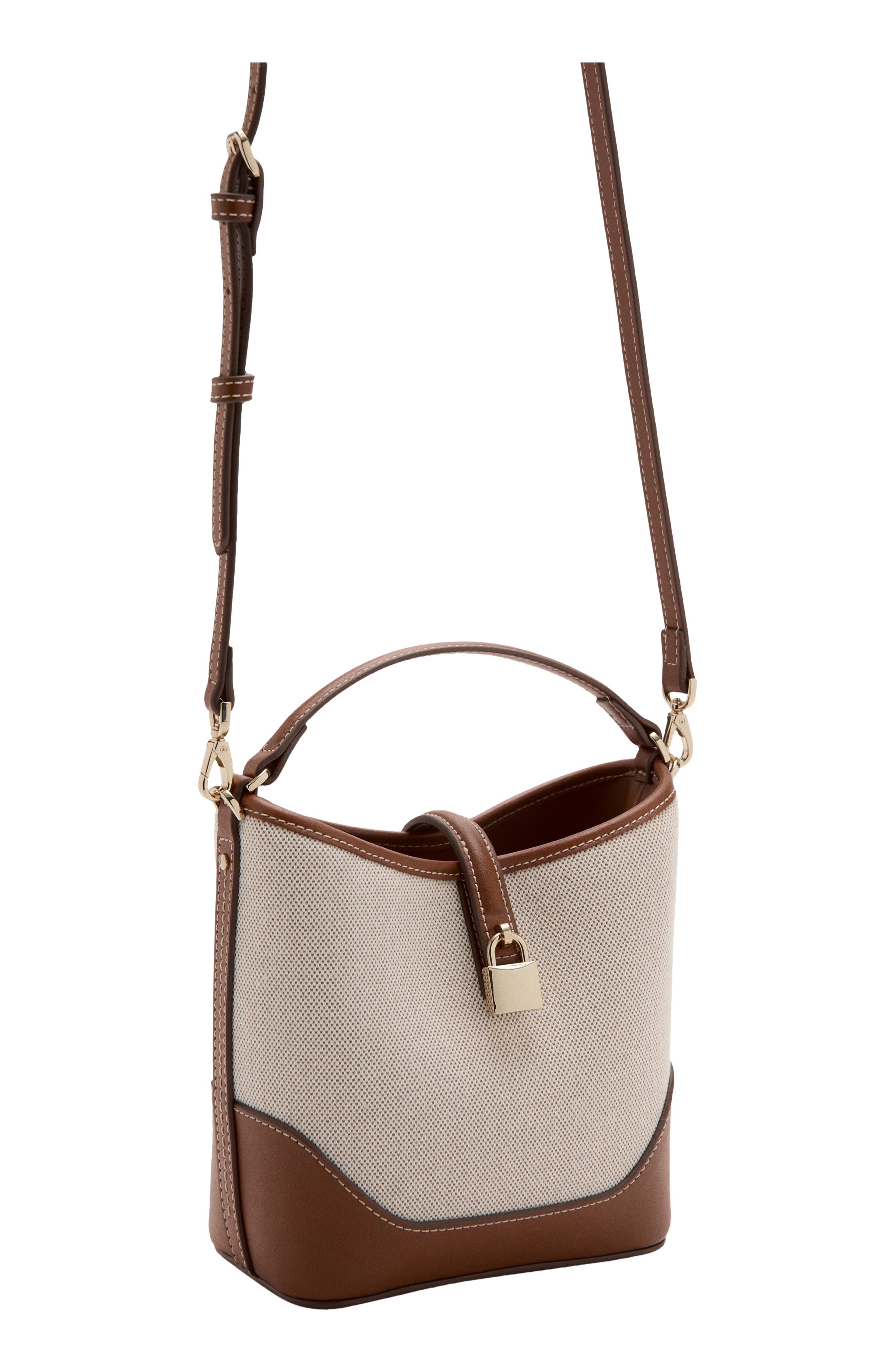 MANGO Contrasting Canvas Bucket Bag, Alternate, color, 