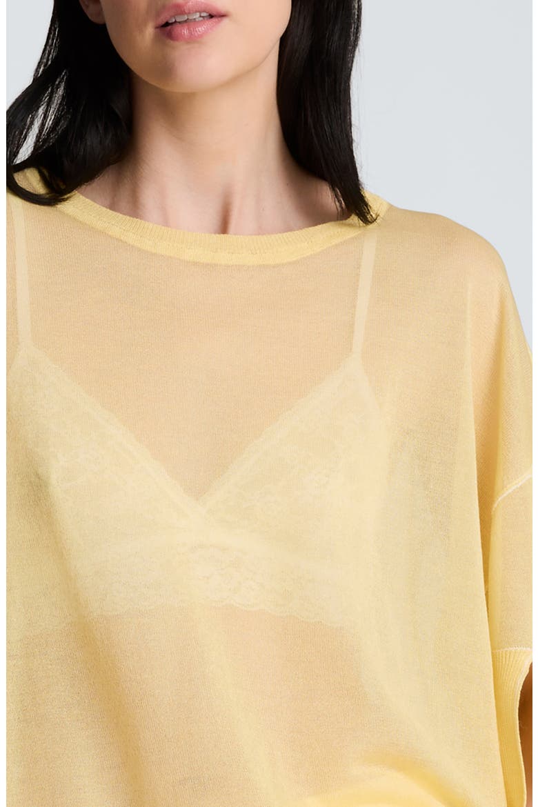 Semisheer Crewneck Sweater, Alternate, color, PASTEL YELLOW