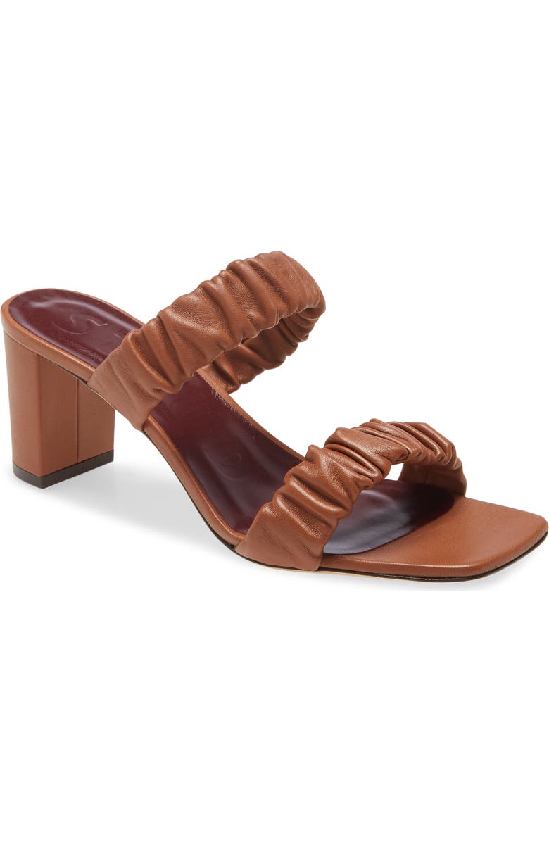 STAUD Frankie Ruched Slide Sandal, Main, color, Tan