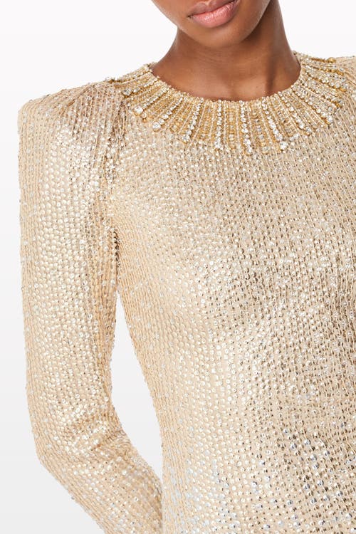 Jenny Packham Sisi Sequin-embellished Puff-sleeve Gown In Gold