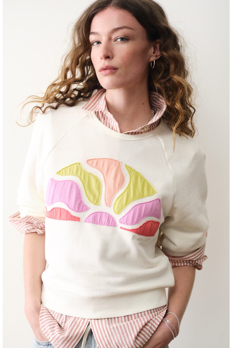 Cloud 9 Terry Sun Appliqué Sweatshirt, Alternate, color, ANTIQUE WHITE