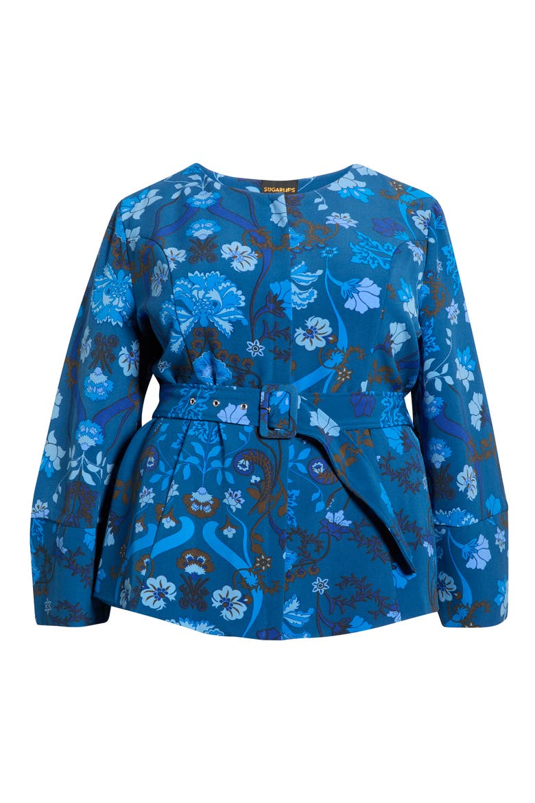 Palmate Floral Lutie Jacket, Alternate, color, TEAL-BLUE