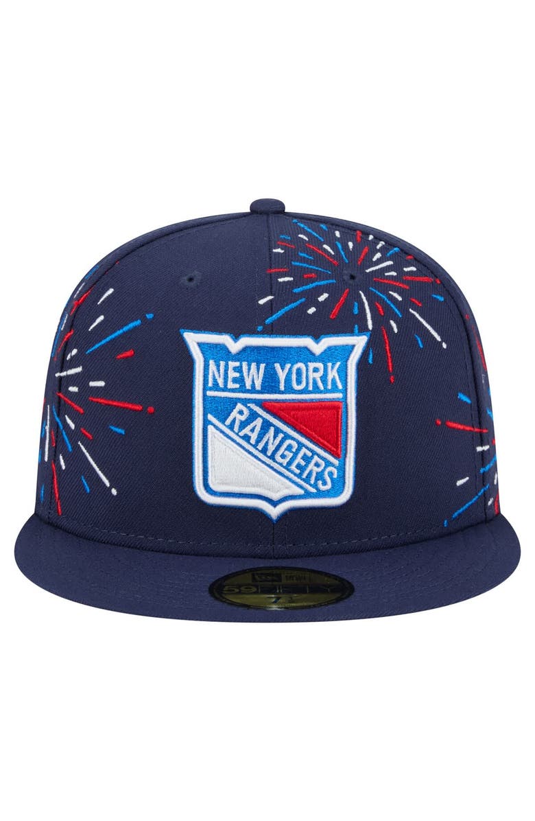 New Era Men's New Era Navy New York Rangers Americana Fireworks 59FIFTY Fitted Hat, Alternate, color, Navy
