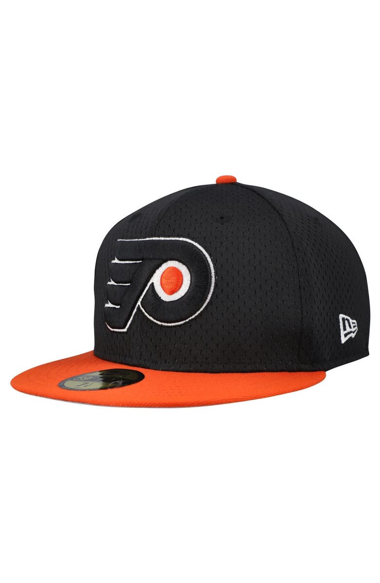 New Era Men's New Era Black/Orange Philadelphia Flyers Mesh Crown Two-Tone 59FIFTY Fitted Hat, Alternate, color, Black