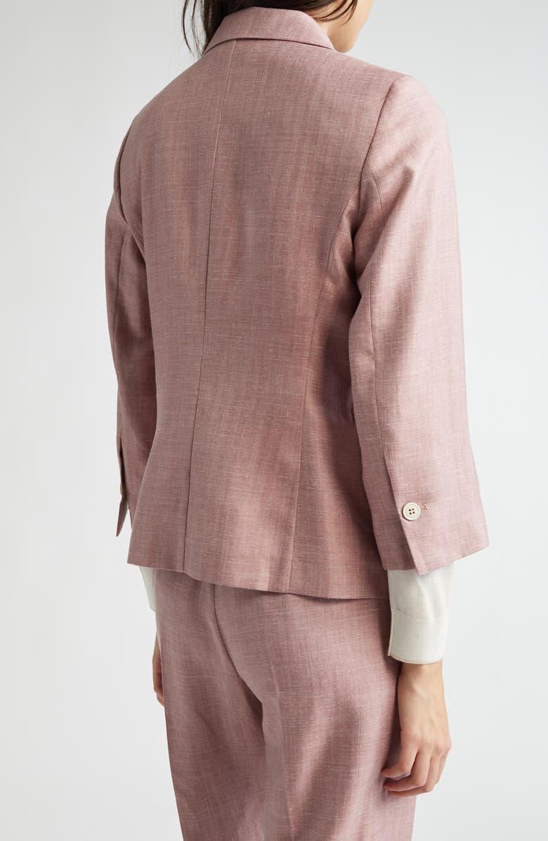 Eleventy Crop Double Breasted Virgin Wool, Silk & Linen Blazer, Alternate, color, 