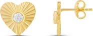 SHYMI Fluted Heart Cubic Zirconia Stud Earrings