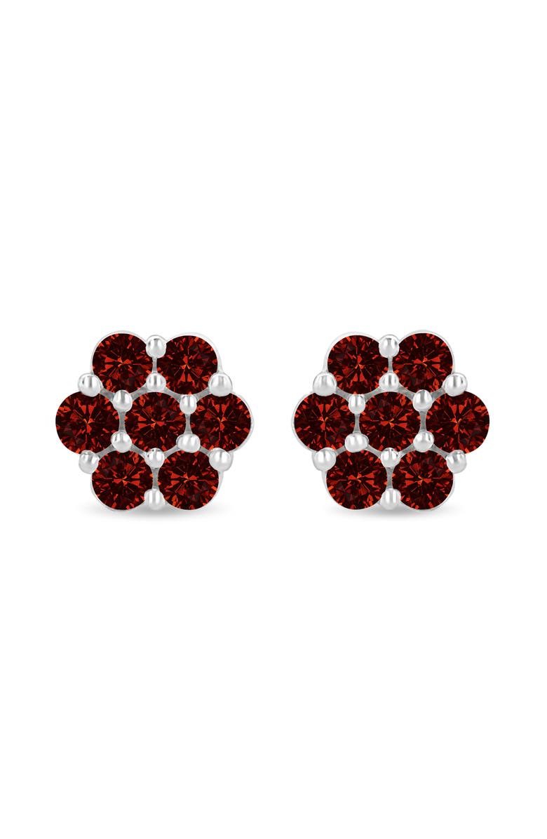 Haus of Brilliance 14K White Gold 1.0 Ct Red Diamond Prong 7 Stone Floral Stud Earrings, Main, color, White