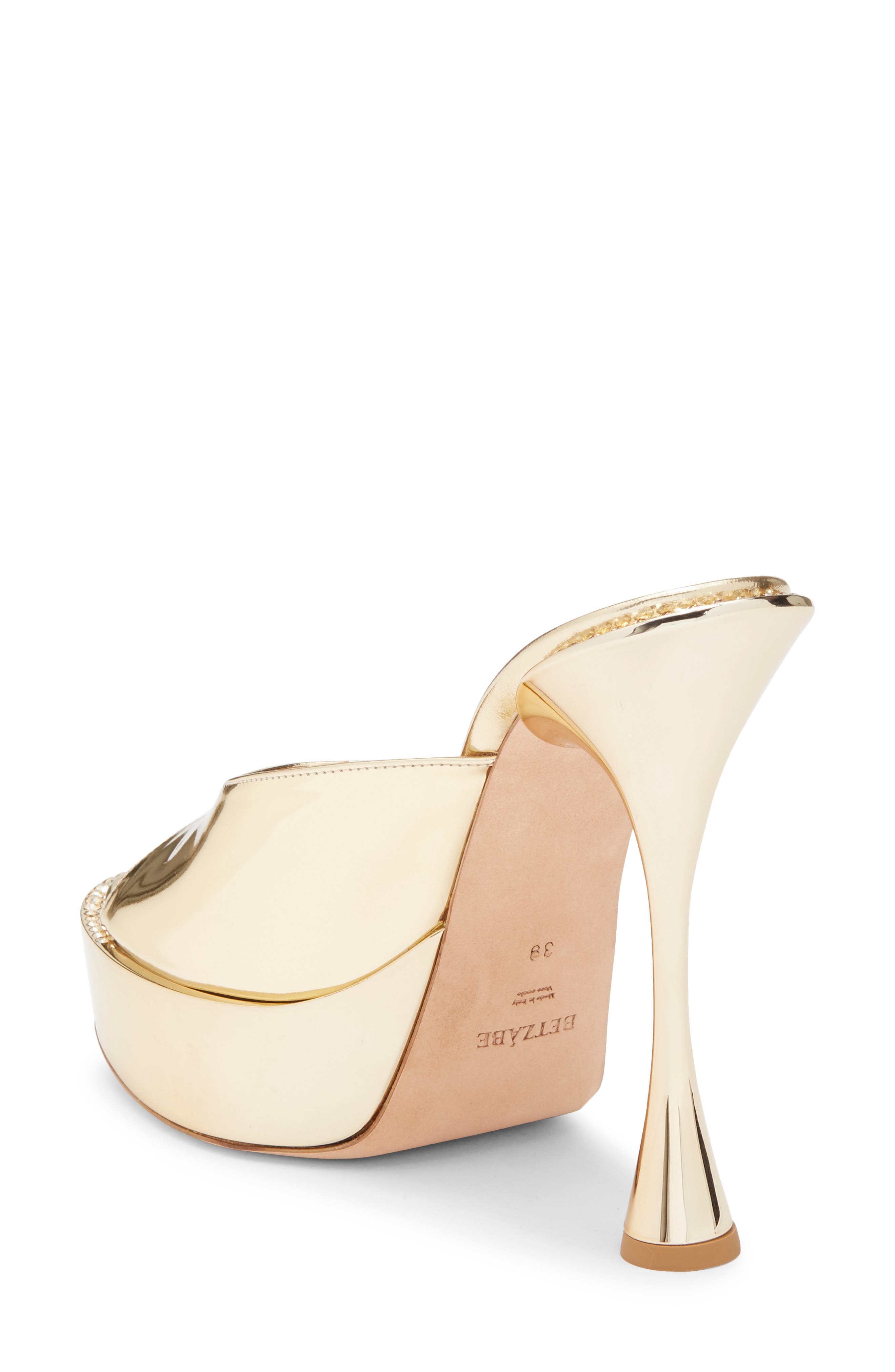 Olivia Crystal Platform Slide Sandal, Alternate, color, GOLD MIRROR CALF