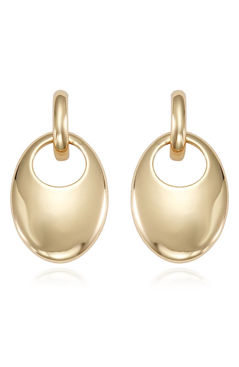 Ettika Smooth Oval Drop Hoop Earrings, Alternate, color, Gold