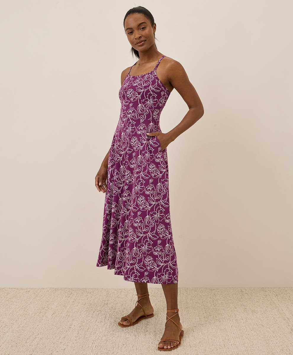 Organic Cotton Fit & Flare Midi Dress (Women) | Nordstrom