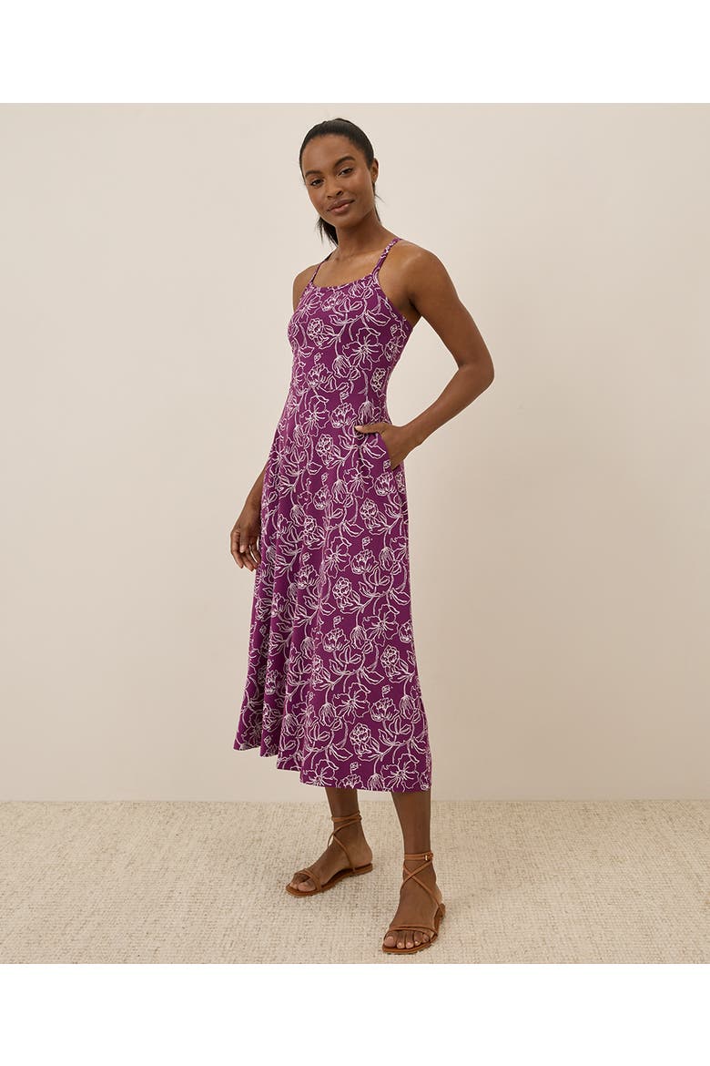 Organic Cotton Fit & Flare Midi Dress, Alternate, color, Looking Glass Floral Sangria