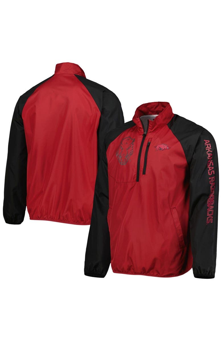 G-III SPORTS BY CARL BANKS Men's G-III Sports by Carl Banks Cardinal/Black Arkansas Razorbacks Point Guard Raglan Half-Zip Jacket, Main, color,