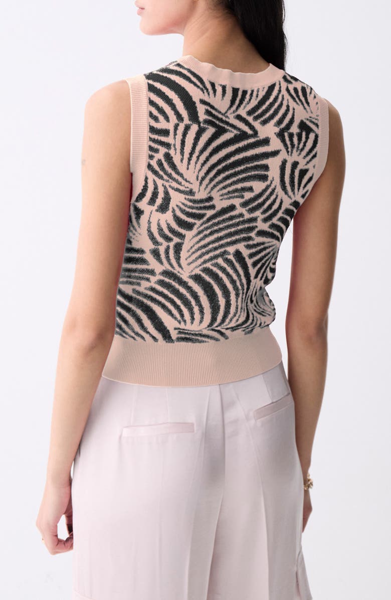 DELUC Thyago Abstract Jacquard Sleeveless Sweater, Alternate, color, Peach With Navy Details