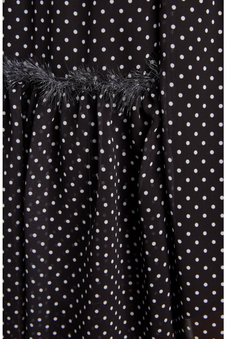 Polka Dot Asymmetrical Tiered Ruffle Skirt, Alternate, color, BLACK/ WHITE