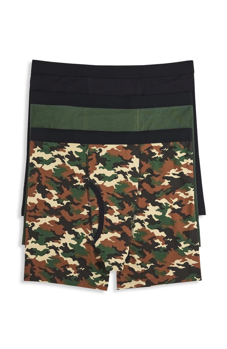 Harbor Bay by DXL Big & Tall 3-pk Active Stretch 4 Inch Boxer Briefs, Main, color, Caviar Camo