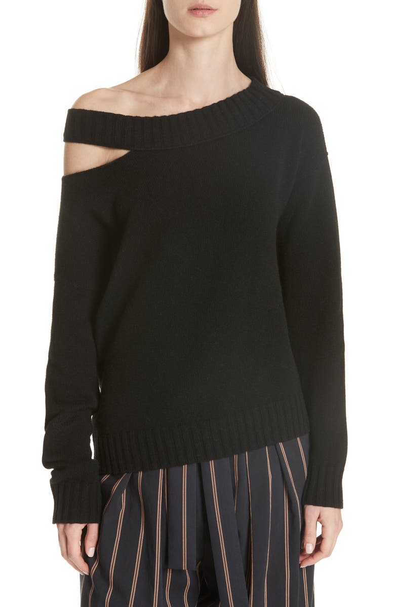 Vince One Shoulder Slit Pullover Sweater, Main, color, 