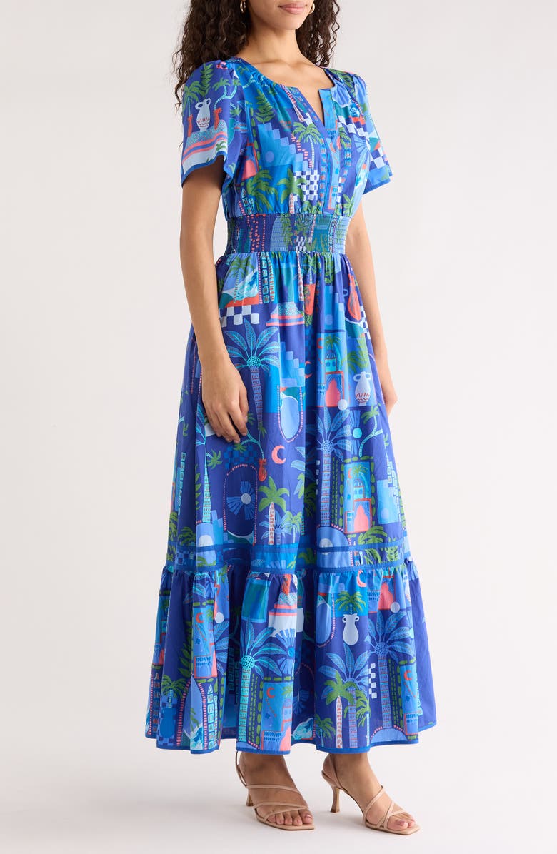 SUGARLIPS Punta Alta Ordy Smocked Midi Dress, Alternate, color, 