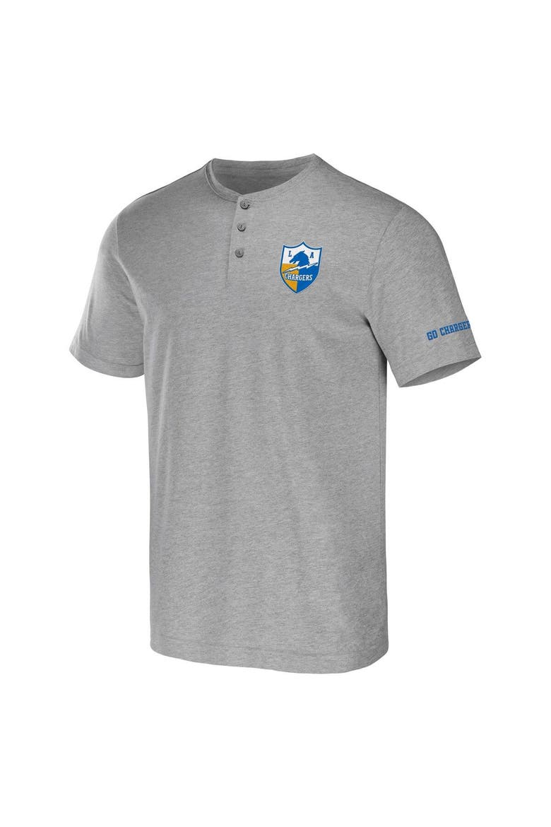 Men's NFL x Darius Rucker Collection by Fanatics Heather Gray Los Angeles Chargers Henley T-Shirt, Alternate, color, Heather Gray